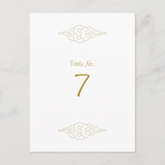 金ゴールド中国のク結婚ラウドのテーブル番号カード ポストカード (正面)