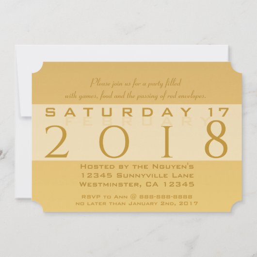 金ゴールド中国のドッグペーパーカット2018モノグラム招待状 招待状 (裏面)
