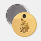 金ゴールド中国のドラゴンペーパーカット誕生日RM マグネット (正面/裏面)