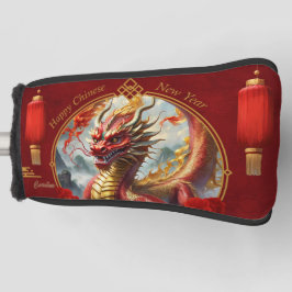 金ゴールド中国のレッド・ドラゴンが新年を祝う。 ゴルフヘッドカバー