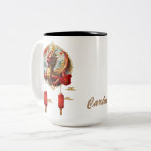 金ゴールド中国のレッド・ドラゴンが新年を祝う。 ツートーンマグカップ (正面左)