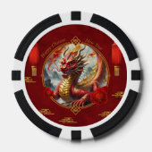 金ゴールド中国のレッド・ドラゴンが新年を祝う。 ポーカーチップ (正面)