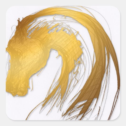 金ゴールド中国の年〔占星術の〕十二宮図スクエアステッカー スクエアシール (正面)