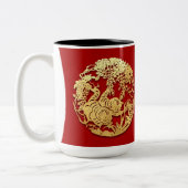 金ゴールド中国の紙カットタイガー年カラーLM3を選択 ツートーンマグカップ (左)