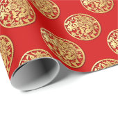 金ゴールド中国の紙カットタイガー年色10を選択 ラッピングペーパー (ロールコーナー)