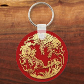 金ゴールド中国の紙カットタイガー年色K09を選択 キーホルダー (正面)