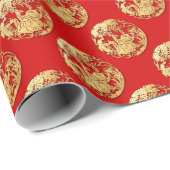 金ゴールド中国の紙カットタイガー年色W3を選択 ラッピングペーパー (ロールコーナー)