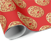 金ゴールド中国の紙カットタイガー年色W6を選択 ラッピングペーパー (ロールコーナー)