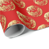 金ゴールド中国の紙カットタイガー年色W9を選択 ラッピングペーパー (ロールコーナー)