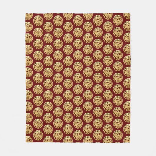 金ゴールド中国の紙カットタイガー年選択カラーFB1 フリースブランケット (正面)