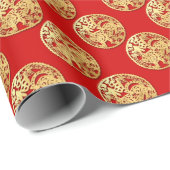 金ゴールド中国の紙カットタイガー年選択C W1 ラッピングペーパー (ロールコーナー)