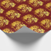 金ゴールド中国の紙カットネズミとブドウ2年正月 ラッピングペーパー (角)