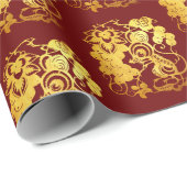 金ゴールド中国の紙カットネズミとブドウ2年正月 ラッピングペーパー (ロールコーナー)