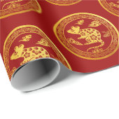 金ゴールド中国の紙カットラット年C WPを選択 ラッピングペーパー (ロールコーナー)