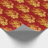 金ゴールド中国の紙カットラット果実付き1年明け1年W ラッピングペーパー (角)