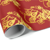 金ゴールド中国の紙カットラット果実付き1年明け1年W ラッピングペーパー (ロールコーナー)
