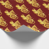 金ゴールド中国の紙カットラット果実付き2新年W ラッピングペーパー (角)