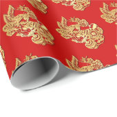 金ゴールド中国の紙カットラビット年選択C W1 ラッピングペーパー (ロールコーナー)