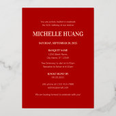 金ゴールド中国の赤長寿（寿）誕生日 箔招待状 (裏面)