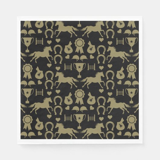 金ゴールド乗馬 スタンダードランチョンナプキン (正面)