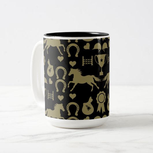 金ゴールド乗馬 ツートーンマグカップ (正面左)
