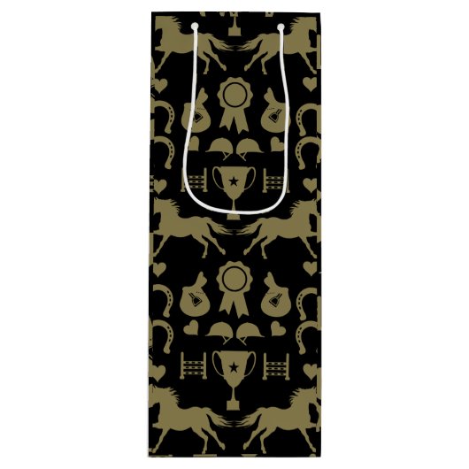 金ゴールド乗馬 ワインギフトバッグ (正面)