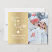 金ゴールド予算フォト日は明るいメリースクリプトカード (正面)