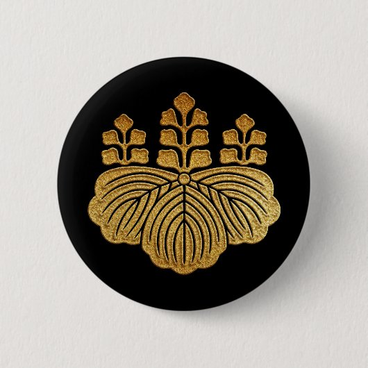 金ゴールド五七桐家紋 缶バッジ (正面)