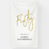 金ゴールド五十 |第50回バースデーパーティーへようこそ 横断幕 (縦)