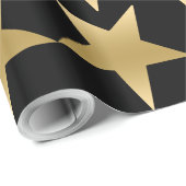 金ゴールド五点星パターンBlackBackground ラッピングペーパー (ロールコーナー)