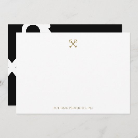 金ゴールド交差スケルトン鍵カード サンキューカード (正面/裏面)