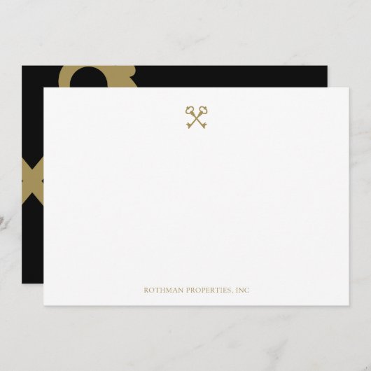 金ゴールド交差スケルトン鍵カード サンキューカード (正面/裏面)