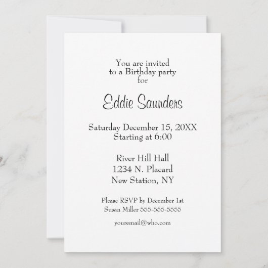 金ゴールド交差ピスタールブルーバースデーパーティインビタット 招待状 (裏面)