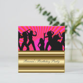 金ゴールド人気があるピンクディスコAny誕生日招待状 招待状 (スタンド正面)