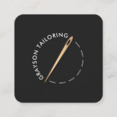 金ゴールド仕立て裁縫針及び糸 スクエア名刺 (正面)