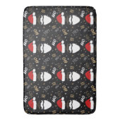 金ゴールド付きクリスマスサンタパターン黒い背景 バスマット (正面縦)