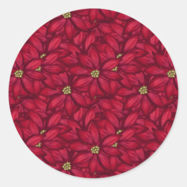 金ゴールド付きクリスマスポインセチア ラウンドシール