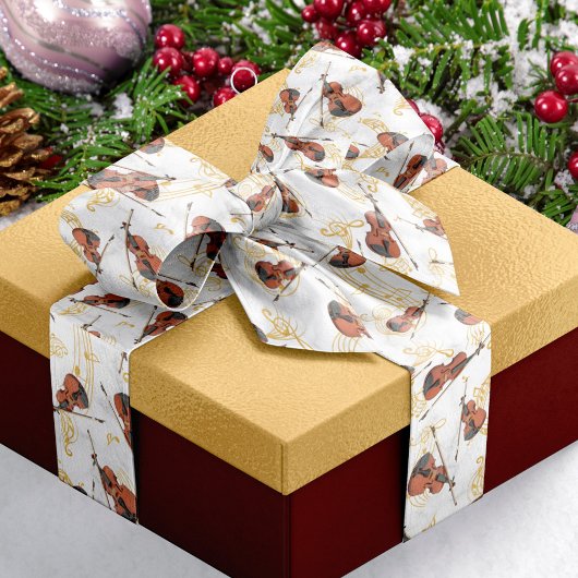 金ゴールド付きミュージックノート サテンリボン