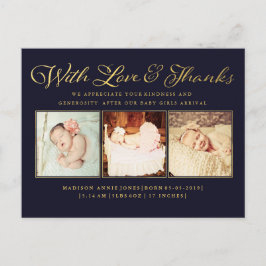 金ゴールド付きラヴ感謝してい&ベビー写真はがき ポストカード