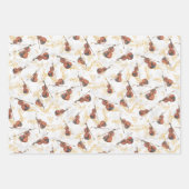 金ゴールド付きヴァイオリン音楽ノートChristmas Holiday ラッピングペーパーシート (正面)