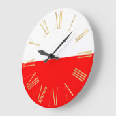 金ゴールド付き白と赤のポーランド国旗 ラージ壁時計 (傾斜)