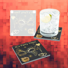 金ゴールド仮装パーティー時間 | ガラスコースター