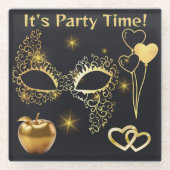 金ゴールド仮装パーティー時間 | ガラスコースター (正面)