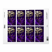 金ゴールド仮装パープルジュエリドホリデーワインラベル ラベル (フルシート)