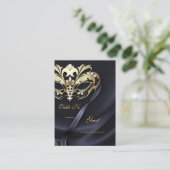 金ゴールド仮装ブラック宝石テーブルプレイスカード プレイスカード (スタンド正面)