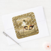 金ゴールド仮装マスクエレガントボール誕生日パーティー スクエアシール (封筒)