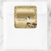 金ゴールド仮装マスクエレガントボール誕生日パーティー スクエアシール (バッグ)