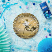 金ゴールド仮装マスクエレガントボール誕生日パーティー ペーパープレート (パーティー)