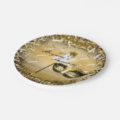 金ゴールド仮装マスクエレガントボール誕生日パーティー ペーパープレート (アングル)