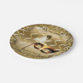 金ゴールド仮装マスクエレガントボール誕生日パーティー ペーパープレート (アングル)